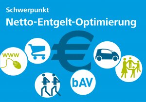 Grafik Talente-Schwerpunkt Netto-Entgelt-Optimierung, Icons um Euro-Zeichen gruppiert